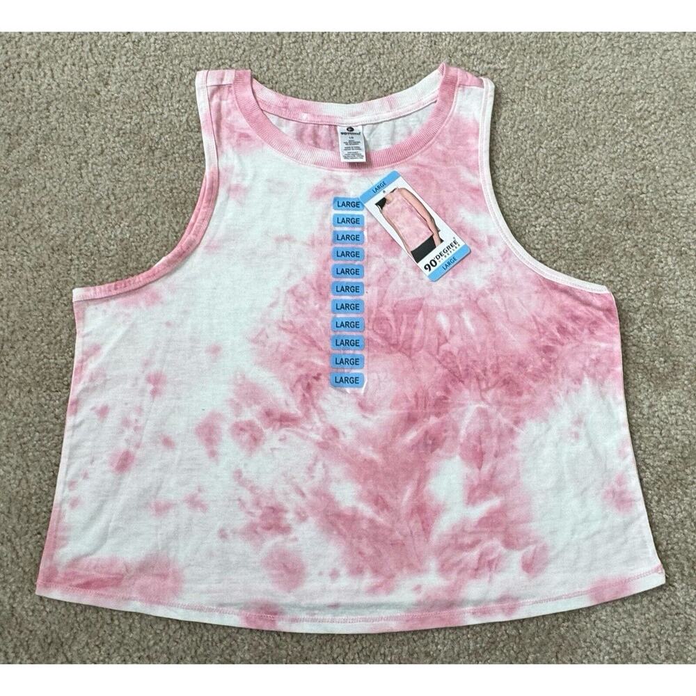 90 Degree by Reflex Tie Dye Crop Tank Top Women's Dusk Orchid Size L MSRP $69